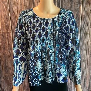 Earthbound Trading Co. size small black white & blue flowy peasant boho